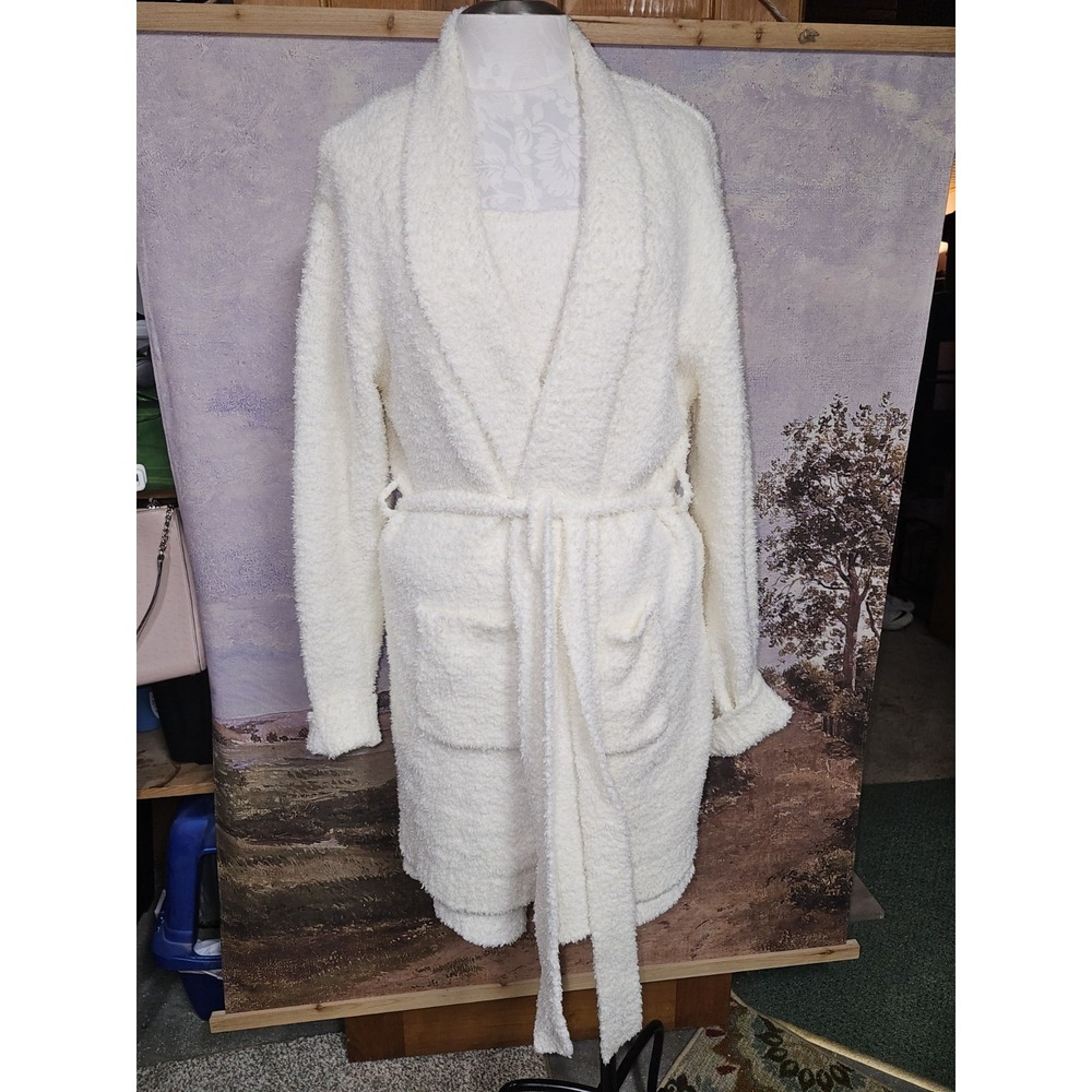 SKIMS Cozy Knit 3-Piece Boucle Lounge Set Bone Tank, Shorts And Robe Plus 2x-3x - Picture 9 of 11